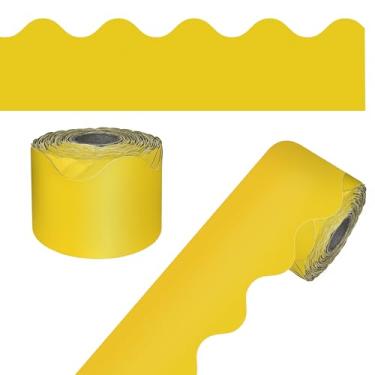 Imagem de Bordas amarelas para quadro de avisos Carson Dellosa, 1,8 m de bordas amarelas recortadas para quadro de avisos