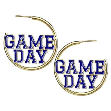 Imagem de Brincos femininos de argola para dia do jogo esportivo 2024, futebol americano, rúgbi, beisebol, basquete, voleibol, esportes, espíritos, torcida, para fãs de torcida, presentes redondos e acessórios
