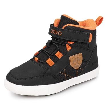 Imagem de UOVO Botas de inverno para meninos, botas de neve, para crianças, à prova d'água, tênis de inverno para uso ao ar livre, cano alto, antiderrapante, Preto/Laranja-dois, 12.5 Little Kid