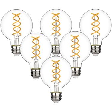 Imagem de Austin Coast G25 Lâmpada LED Globo Edison, Lâmpada de Filamento LED Vintage Regulável E26, 6W Equivalente a 60W, Branco Neutro 4000K, Vidro G25 Estilo Edison para Espelho de Maquiagem de Banheiro