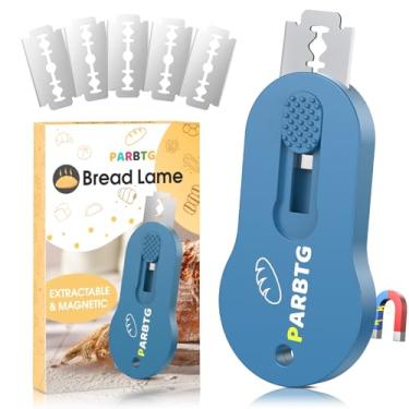 Imagem de PARBTG Ferramenta de pontuação de massa de pão coxo, ferramenta de pontuação extraível e magnética para assar pão de fermento, fazer pão, ferramenta de pontuação de pão com 5 lâminas de barbear