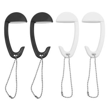 Imagem de Yosoo Ganchos de Bolsa Abdominais Premium, Ganchos de Mesa Destacáveis Leves para o Fone de Ouvido da Bolsa, 4pcs Preto E Branco, Organize Com Cabides de Forma E, Economia de Espaço,