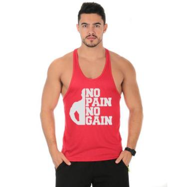 Imagem de Camiseta Regata Cavada Masculino Academia Treino No Pain No Gain - DUM