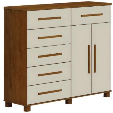 Imagem de Cômoda São Paulo Cinamomo Off White 2 Portas 6 Gavetas Leifer Móveis