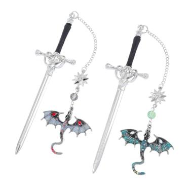 Imagem de Marcadores de livro de fantasia com espada de quarta asa, dragão voador de metal com pingente, marcador de livro para leitura de mulheres e homens, acessórios de leitura para amantes de livros (dragão