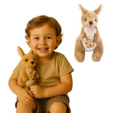 Imagem de Canguru Com Filhote De Pelúcia 26cm Antialérgico Infantil Fofinho Criança para Presente antialérgica Canguru com filhote Pelúcia Infantil Presente dia das crianças Natal Ano Novo