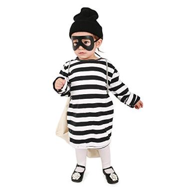 Imagem de Saco de máscara para fantasia de Halloween de ladrão infantil MicCostumes (tamanho único) branco e preto