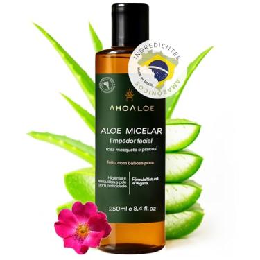 Imagem de AHOALOE Água Micelar Demaquilante Aloe Micelar - Limpador Facial - Babosa, Rosa Mosqueta e Pracaxi - Ingredientes Naturais - Higieniza, Hidrata e Equilibra a Pele - Todos os Tipos de Pele 250ml