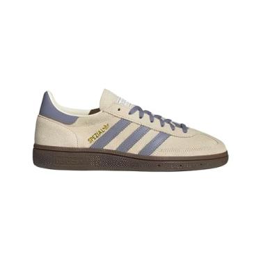 Imagem de adidas Tênis feminino Handball Spezial Lifestyle (alumínio/verde universitário/chiclete), Wonder White/Silver Violet/Gum, 35