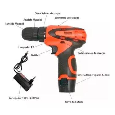 Imagem de Parafusadeira Furadeira Sem Fio 12v Com 1 Bateria 1200mah - AG UTILIDA