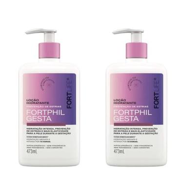 Imagem de Kit 2 Loção Hidratante Para Gestante Fortphil Gesta 473ml Fortlife