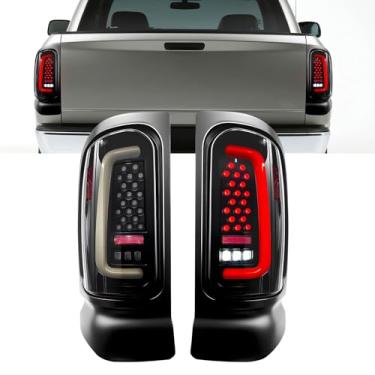 Imagem de Luzes traseiras de LED compatíveis com 1994 1995 1996 1997 1998 1999 2000 2001 Ram 1500 2500 3500, um par de lâmpadas traseiras com caixa preta - lente fumê