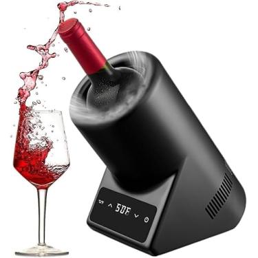 Imagem de Cooler De Vinho Portátil De Garrafa Única, Resfriador De Vinho Elétrico Para Vinho Tinto & Branco De 750ml Balde De Aço Inoxidável Sem Gelo Adegas De Vinho, Mantenha Frio Até, Black