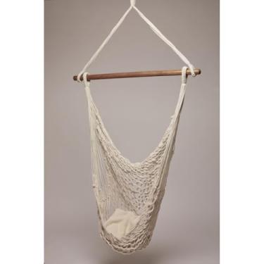 Imagem de Rede Cadeira Balanço Descanso Teto Suspensa Luxo Varanda Em Algodão Cor Marrom Caramelo Tons Terrosos Tendência 2025 (Cru)