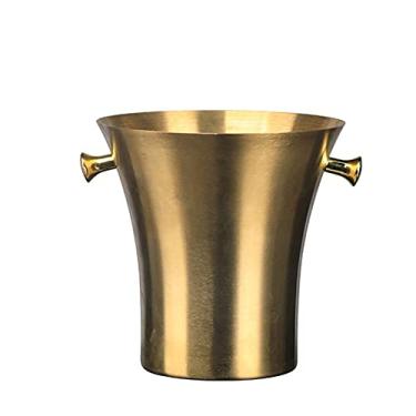 Imagem de AKALNNB Balde de gelo de aço inoxidável balde de gelo grosso recipiente para bar festa champanhe vinho barril prata (cor: B) (B)