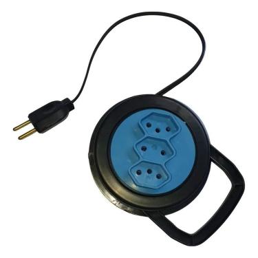 Imagem de Extensão Elétrica Retrátil 5 Metros Tripolar 3 Tomadas 10A E