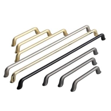 Imagem de CXYFQUUK Puxadores de porta de armário maçanetas sólidas de liga de zinco puxadores de gaveta de armário de guarda-roupa ferragens 2 peças (preto 320 mm)