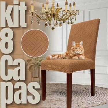 Imagem de Kit 8 Capas de Cadeira Linha Gold Anti Gato Egípcia - Marrom/Caramelo 