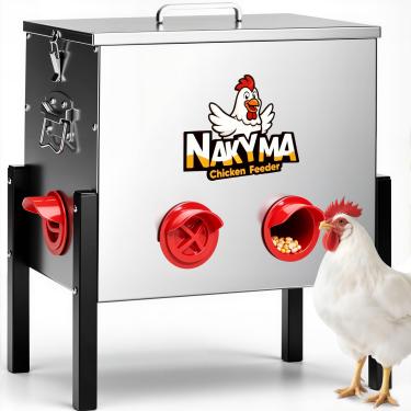 Imagem de Glanzman Alimentador automático de frango, 22,7 kg, 6 portas, grande capacidade, alimentador de aves, alimentador de frango, sem desperdício, dispensador de alimentos automático para 6-12 frangos 10