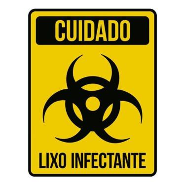 Imagem de Kit 5 Placas Cuidado Lixo Infectante Amarela 36X46