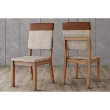 Imagem de Kit 2 Cadeiras Sala Jantar Mila Plus 2 Un Nature-corano Caramelo-linho Creme - Henn