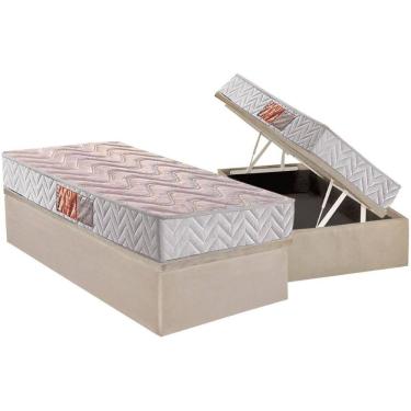 Imagem de Conjunto Box Baú Solteiro: Colchão Molas Paropas D28 Pasquale Clean + Base Crc Suede Cl...