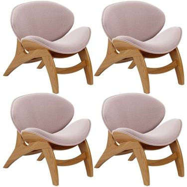 Imagem de Kit 4 Poltronas Decorativa Orgânica Sala Living Kadosh L02 Bouclê Rosê