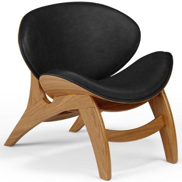 Imagem de Poltrona Decorativa Orgânica Sala Living Kadosh L02 Couríssimo Preto Brilho