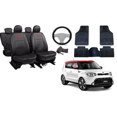 Imagem de Capa de couro + Tapete 5 peças + Capa de volante para kia soul 08-13