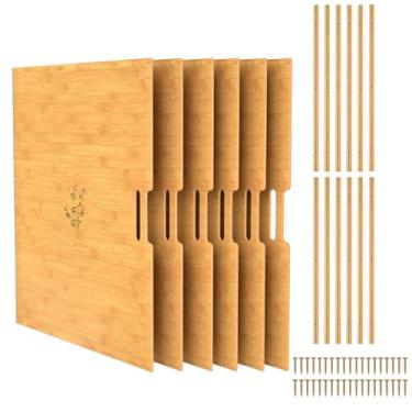 Imagem de bimiti Divisores de armário para assadeiras, organizador de folhas de biscoito de madeira com compartimentos e parafusos ajustáveis, divisórias fáceis de fazer você mesmo para armazenamento de armário