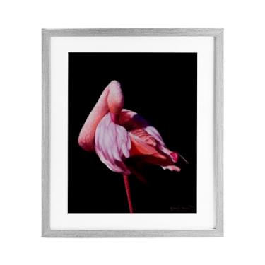 Imagem de Stupell Industries Impressão emoldurada cinza flamingo com contraste aviário sob vidro, design de James Corwin, 53 x 43 cm