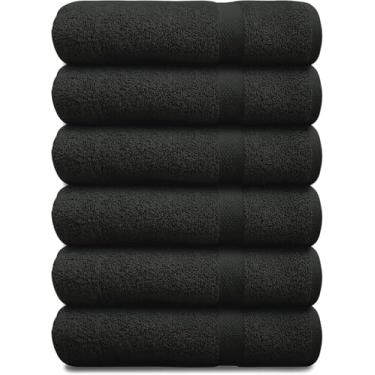 Imagem de ARC HOME Conjunto de 6 toalhas de banho - tamanho médio 61 x 121 cm - 100% algodão felpudo - macio, secagem rápida e absorvente - toalhas de banheiro cinza carvão para spa, academia, piscina e uso
