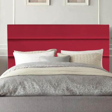 Imagem de Cabeceira Estofada Argentina King Para Cama Box Madeira Maciça Suede Vermelho Mabe Maga...