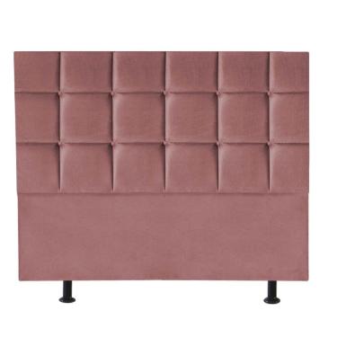 Imagem de Cabeceira Estofada Espanha Casal 140cm Suede Rosê Madeira Maciça Pinus Eucalipto Mabe M...