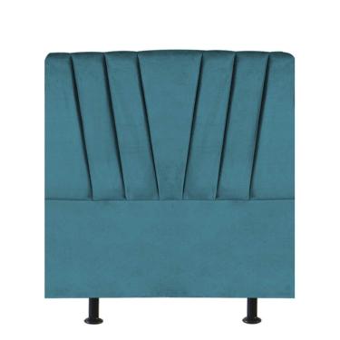 Imagem de Cabeceira Estofada Bélgica 100cm Solteiro Para Cama Colchão Box Quarto Suede Azul Turquesa - Aurora Line