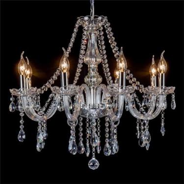 Imagem de Lustre de cristal de luxo europeu com LED, ideal para sala de estar, restaurante, quarto, villa, hotel, loja de roupas, salão de beleza, café, bar, karaokê e muito mais (G 8 lâmpadas)
