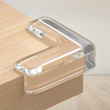 Imagem de Pacote com 10 protetores de canto, protetores de canto transparentes para móveis e amortecedores de segurança para bordas de mesa e protetores de cantos afiados