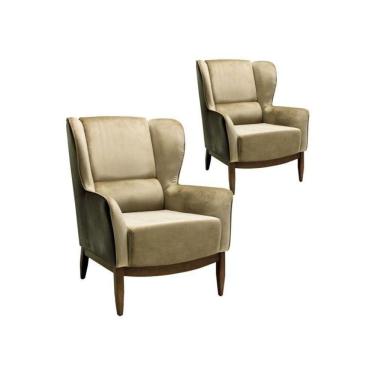 Imagem de Kit 2 Poltronas Decorativas Base Madeira Milena Composê B-98/c-68 - Domi