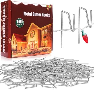 Imagem de Zoyomax 60 ganchos de calha de metal – clipes de luz de Natal à prova de intempéries para luzes de férias ao ar livre