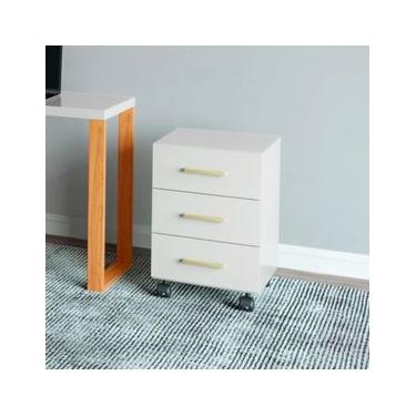 Imagem de Gaveteiro 3 Gavetas com Rodízios em MDF 39x43x60cm Dalla Costa Off White