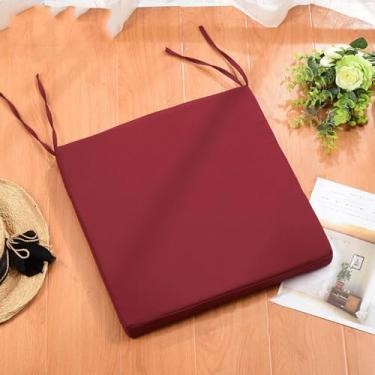 Imagem de Almofadas de cadeira para cadeiras de jantar, almofadas de assento para cadeiras de cozinha com gravatas, capa lavável e removível que não desbota, almofadas redondas de 40 cm vinho tinto, 6 peças