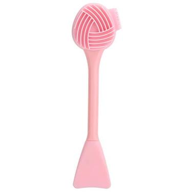 Imagem de Phefop Escova de Limpeza Facial de Silicone, Material Macio, Ferramenta de Limpeza Profunda para Pele Normal, Portátil para Máscaras DIY (Estilo rabo de peixe de cabeça dupla rosa)