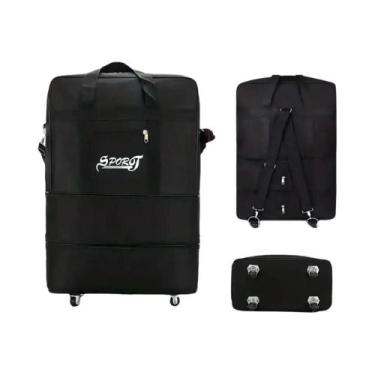 Imagem de Mala De Viagem Preta Expansível E Dobrável Com Rodas Versátil Para Mul