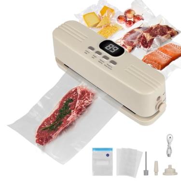 Imagem de Máquina seladora a vácuo para alimentos, mini seladora a vácuo sem fio, seladora a vácuo portátil 3 em 1 com 4 sacos de lanche, 1 bolsa de armazenamento, 1 bomba de inflação, 1 agulha e 1 bocal