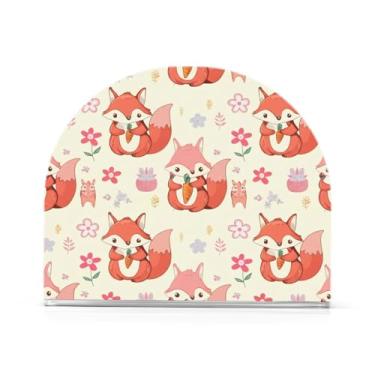 Imagem de Qilmy Porta-guardanapos acrílico Cute Foxes, porta-guardanapos de coquetel de plástico transparente para mesas de restaurante de cozinha, 2 peças