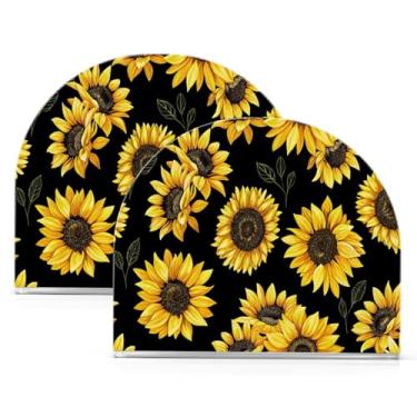 Imagem de Qilmy Porta-guardanapos de acrílico de girassol preto, suporte de lenços de mesa independente transparente, dispensador de papel de coquetel para cozinha, jantar, restaurante, bar, decoração, 2