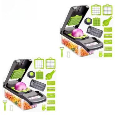 Imagem de Multiuso Profissional Cozinha Slicer Aço Inox 16 em 1 Fatiador Cortador Ralador De Legumes Verduras Frutas Alimentos(2)