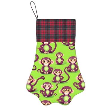 Imagem de SKKNT Green Clever Monkey Print Meias de Natal Animais de Estimação Decoração de Natal Cães Gatos Árvore Decoração Doce Presente Conveniente