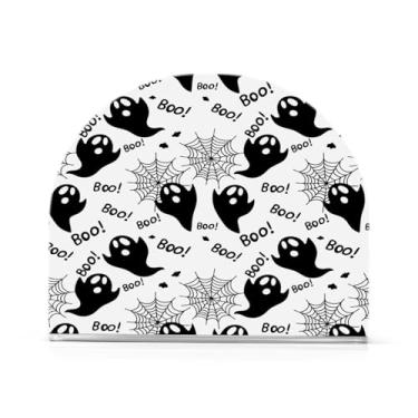 Imagem de Qilmy Porta-guardanapos de acrílico fantasmas e abóboras de Halloween, suporte de guardanapo de coquetel de plástico transparente para mesas de restaurante de cozinha, 1 peça