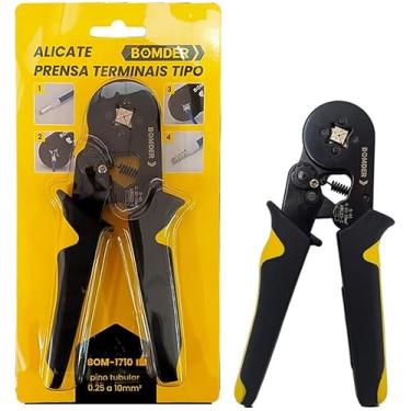 Imagem de Alicate Crimpar Prensa Terminal Ilhós Ajuste 0,25 a 10mm² com Catraca Trava de Segurança e Crimpagem Quadrada